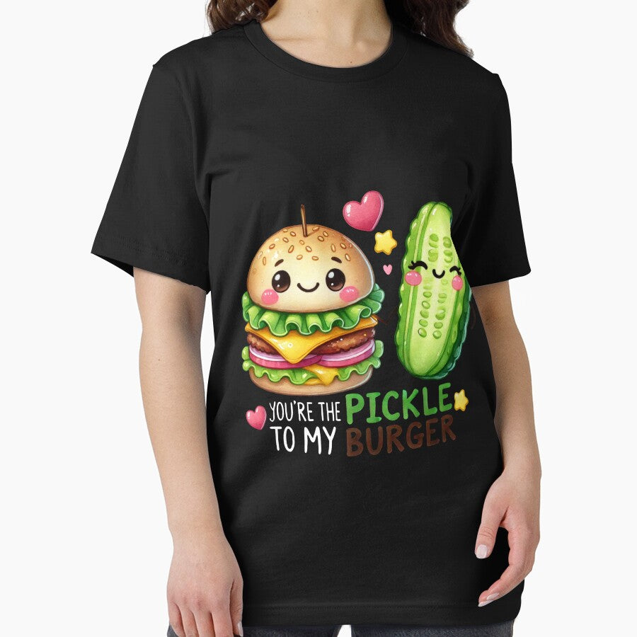 Pickle to my Burger food pun valentines day tee by BandiJacksonArt