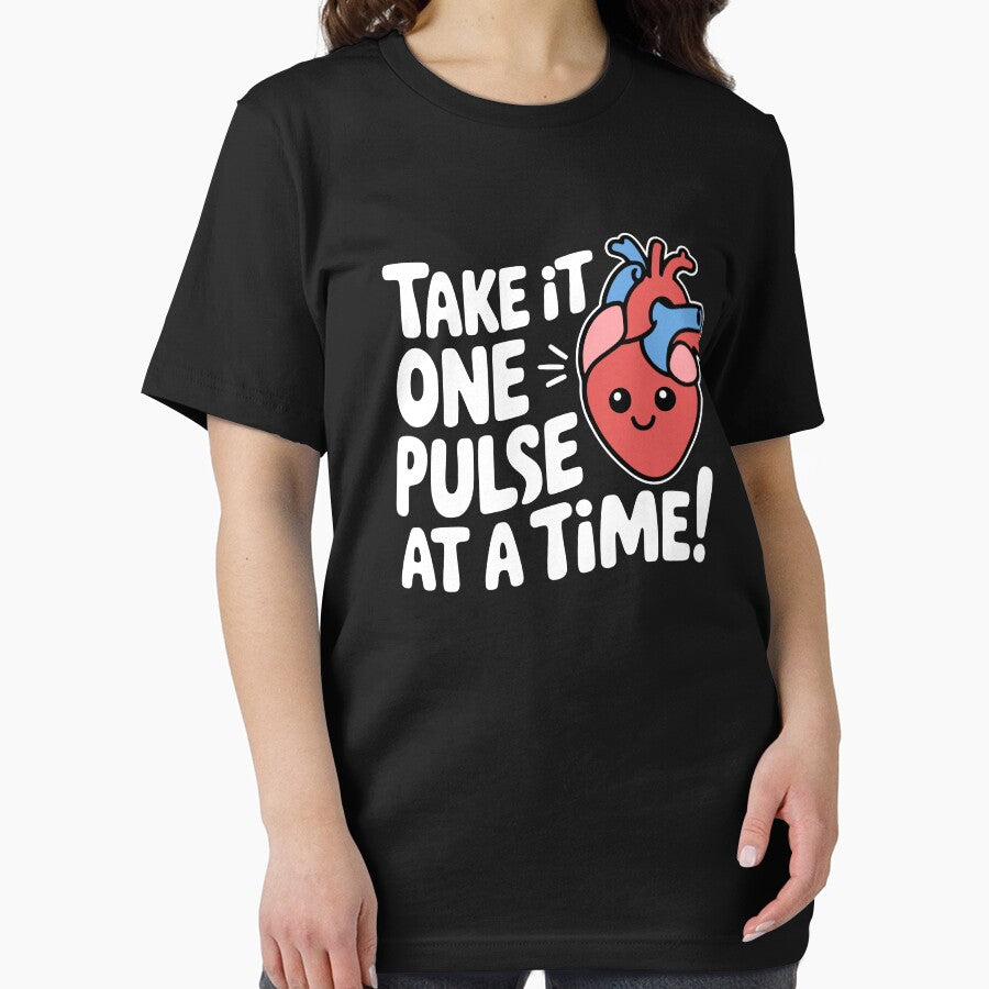 Take It One Pulse At A Time! Funny Heart Pun by PMCreative