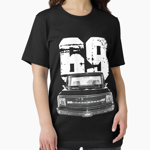1969 Chevy C10 Front View Silhouette with White Year by Michaelafad