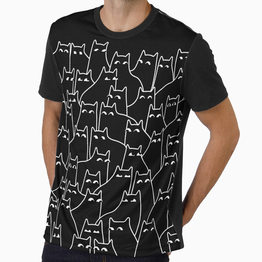 Suspicious Cats (Minimal White Linework Version) by littleclyde
