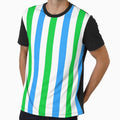 Green and Blue Vertical Stripe Pattern in White by TwelveParties