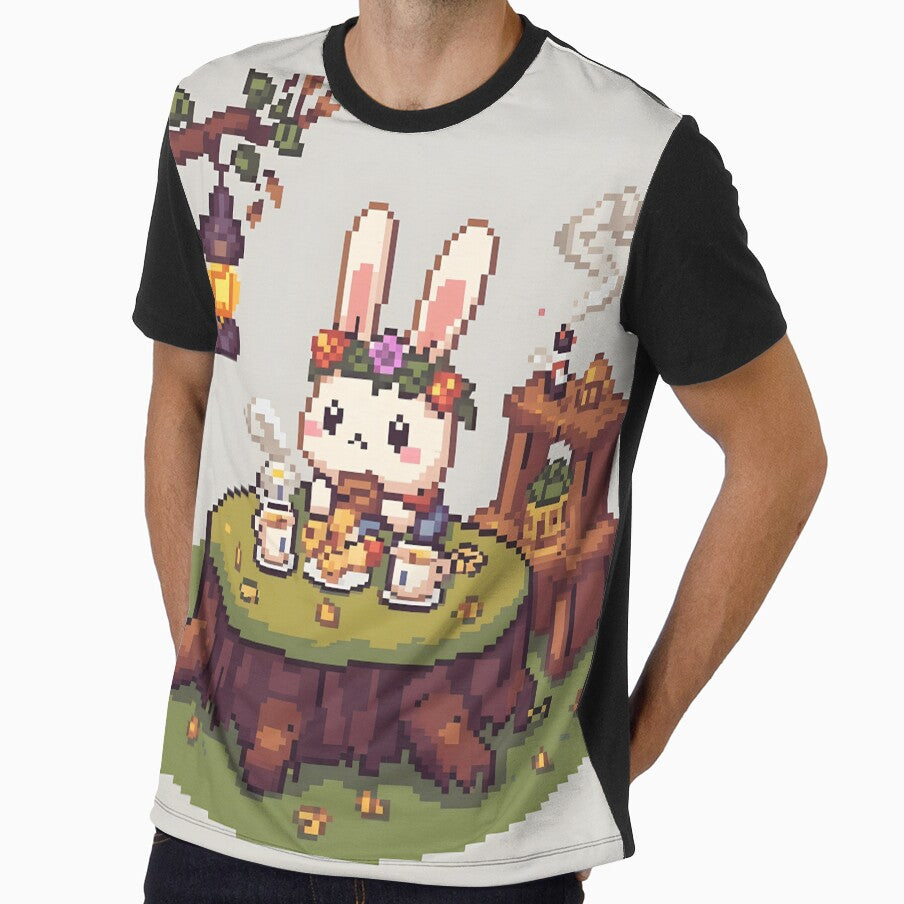 Chibi Bunny Tea Party - Cozy Pixel Art Print by ThePixelArchive