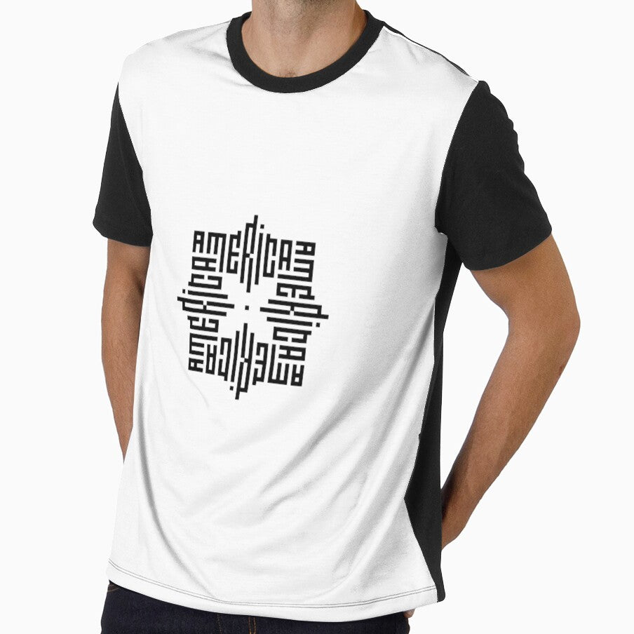 AMERICA | Black  | Modern Geometric Kufi Calligraphy | From Name to Art by FOR YOUR NAME