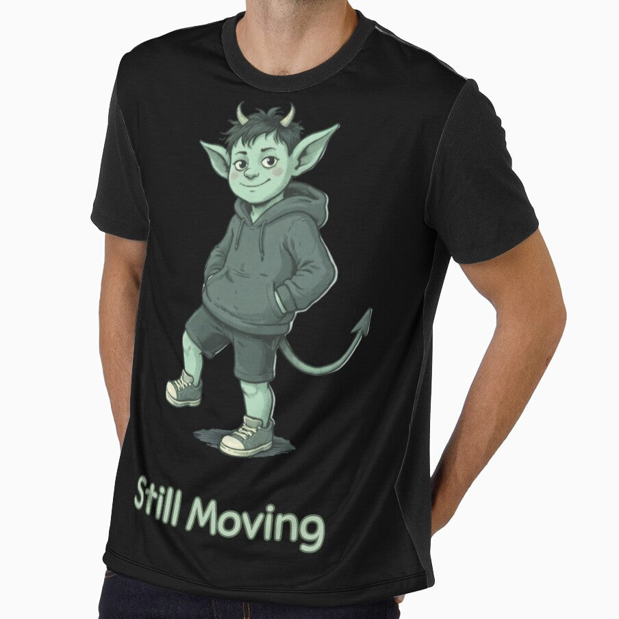Still Moving Imp Shirt – Minimal Funny Casual Vintage Style Graphic Tee by Mythic Ink Studio
