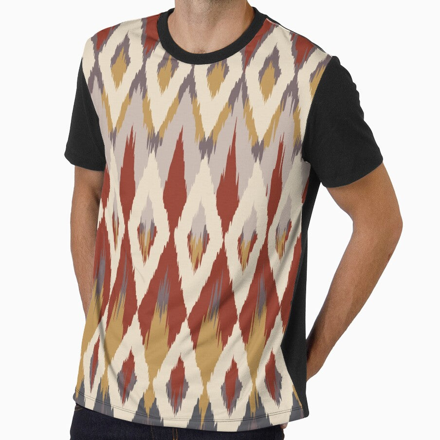 Boho Ikat Pattern, Red, Gray, Mustard Yellow by meggydesigns