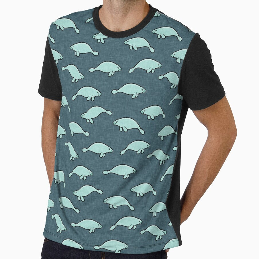 manatees - teal on dark blue by littlearrow