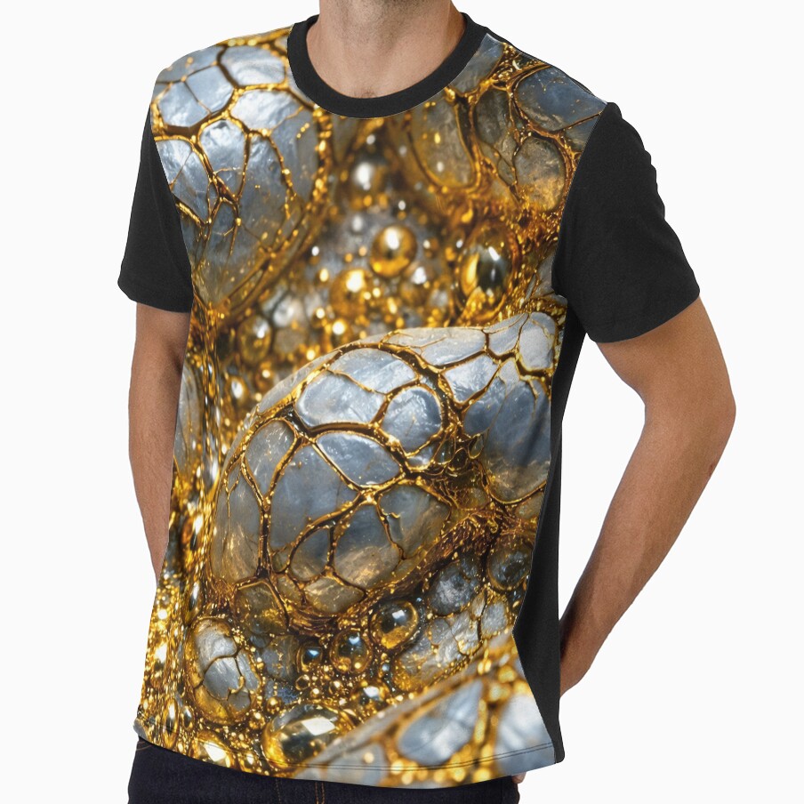 Gold and Silver Luxe Pebble Abstract Texture Shimmering Metallic Stone Design by Kaleidoscope Print