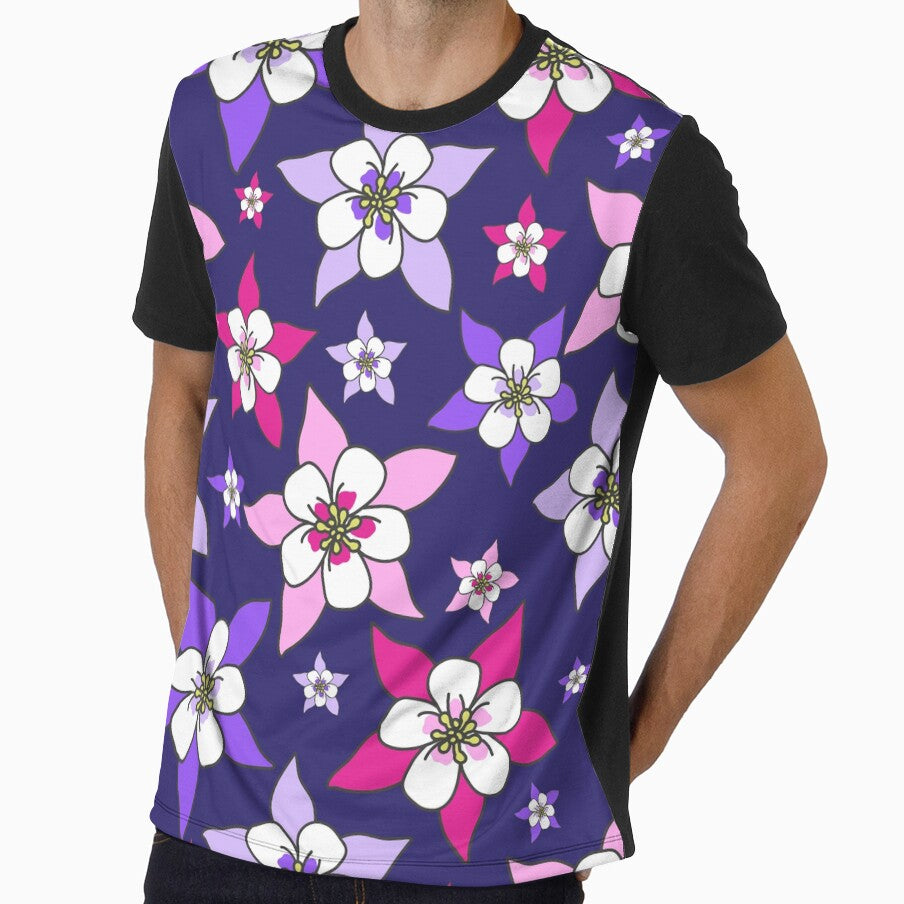 Columbine Flower Dark Blue Pattern by thecooltable