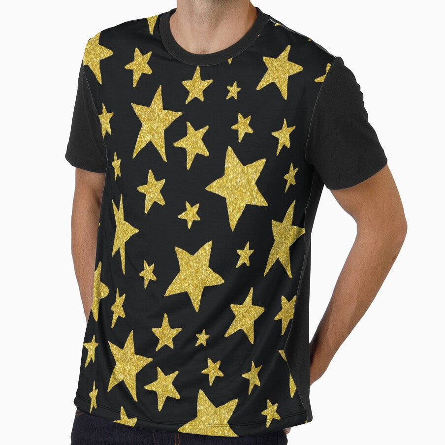 black and gold glitter stars pattern by virilamissa