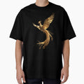Golden Phoenix Rising" — Luxury Gold Mythical Bird Art Print | Glitter Phoenix Design | Premium Fantasy Wall Art & Merchandise Graphics by SketchSyndicate