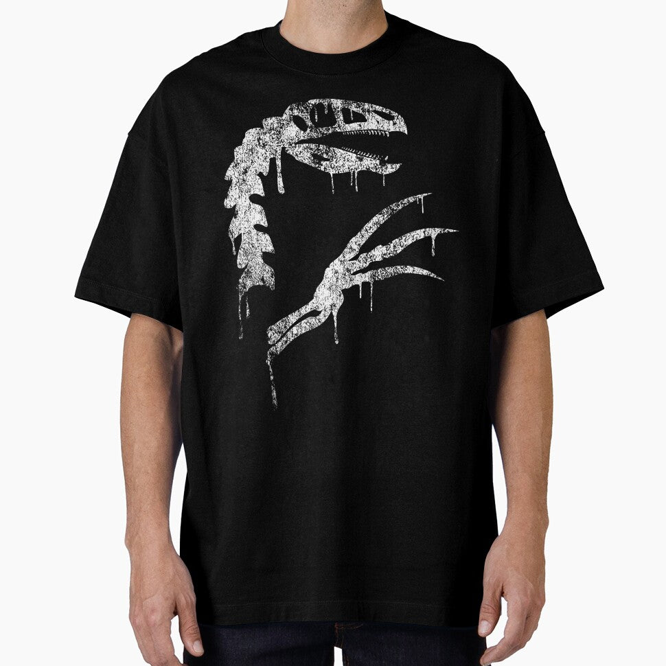 Therizinosaurus Grunge Design – Distressed Prehistoric Clawed Dinosaur Art by Grimtech Workshop