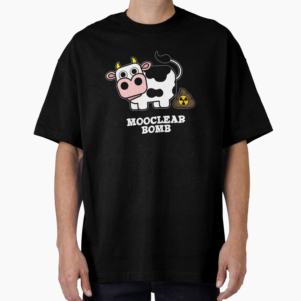 Mooclear Bomb Funny Cow Pun (Dark BG) by punnybone
