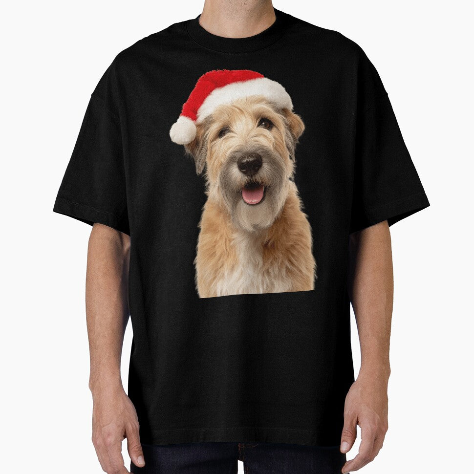 Soft Coated Wheaten Terrier with Christmas Hat – Festive Wheatie dog Xmas Design by LazyOwlStore