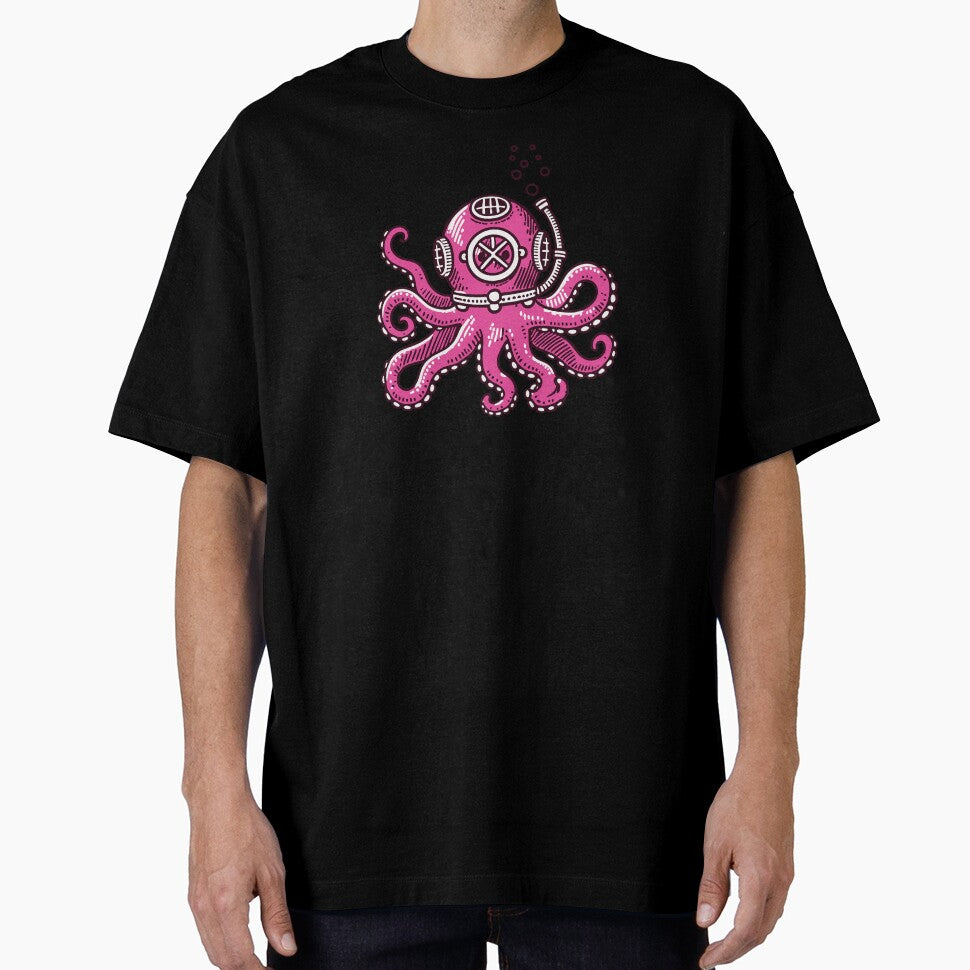 Pink octopus with diving helmet by Ingo Menhard