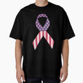 American Flag USA Ribbon T-Shirt | Breast Cancer Awareness by AllStarMerch