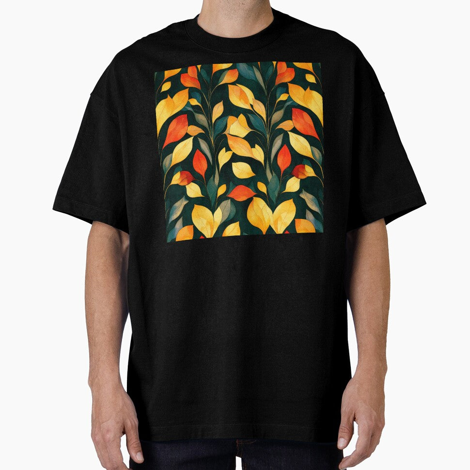 Boho Exquisite Yellow, Orange, And Teal Leaves Design by DEC02