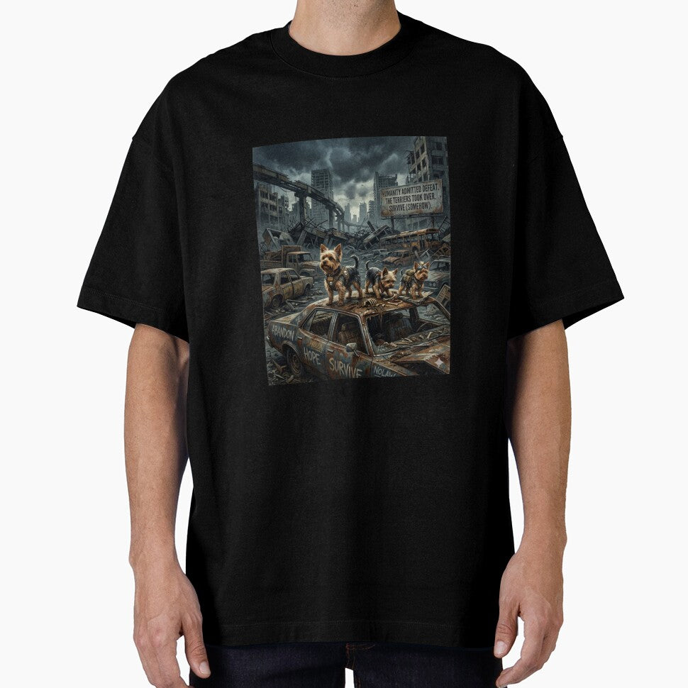 Apocalypse Yorkie Survivors Shirt – Dark Humor Dog Tee by Tiny Tyrant Co.