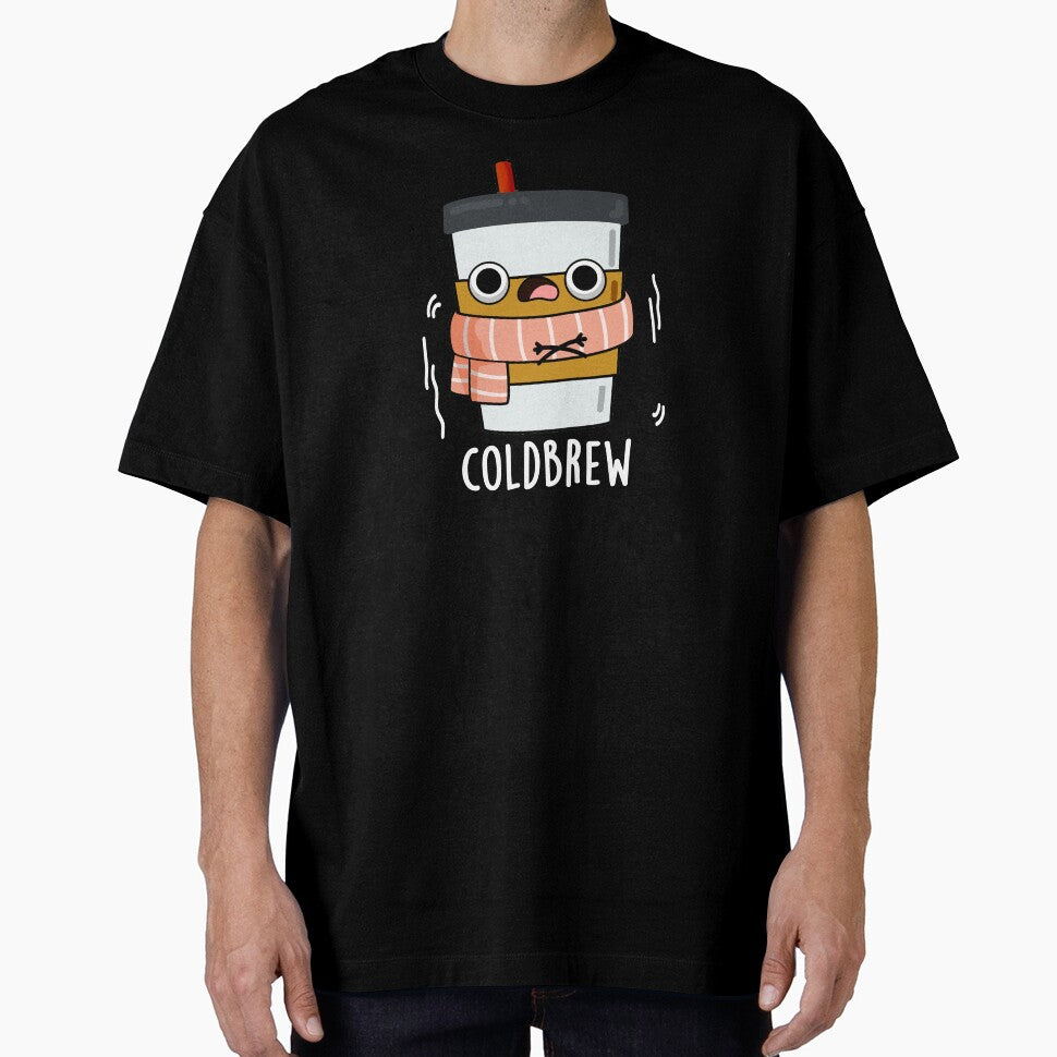 Cold Brew Funny Freezing Coffee Pun (Dark BG) by punnybone