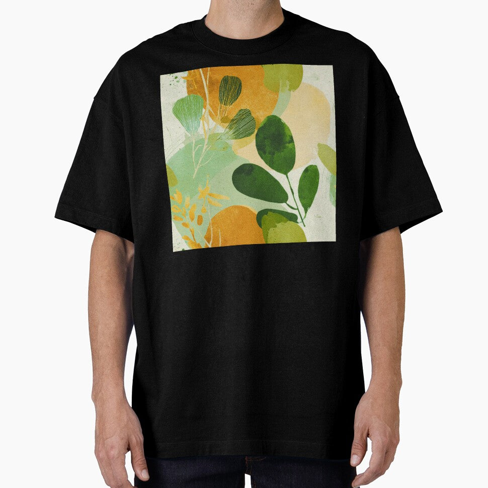 Boho Abstract Leaves In Green And Warm Earthtones by DEC02