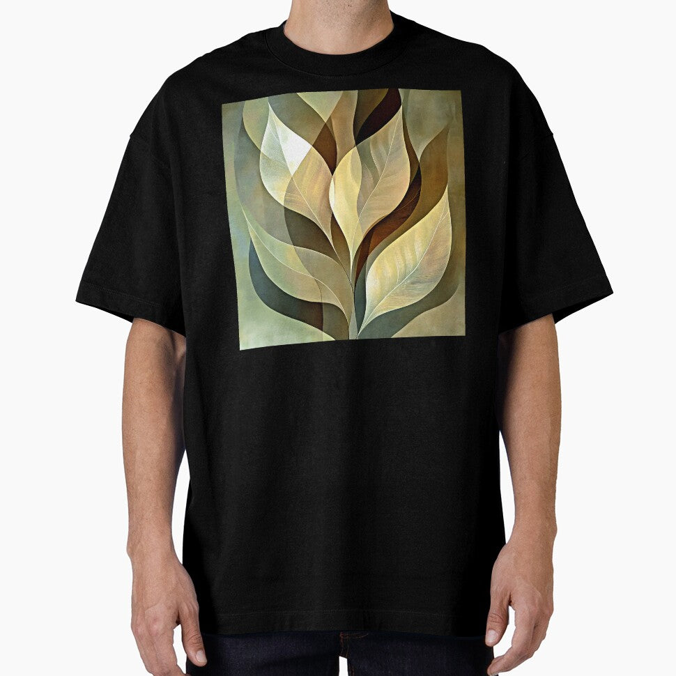 Elegant Boho Warm Earthtones Stylized Leaves Design Art by DEC02