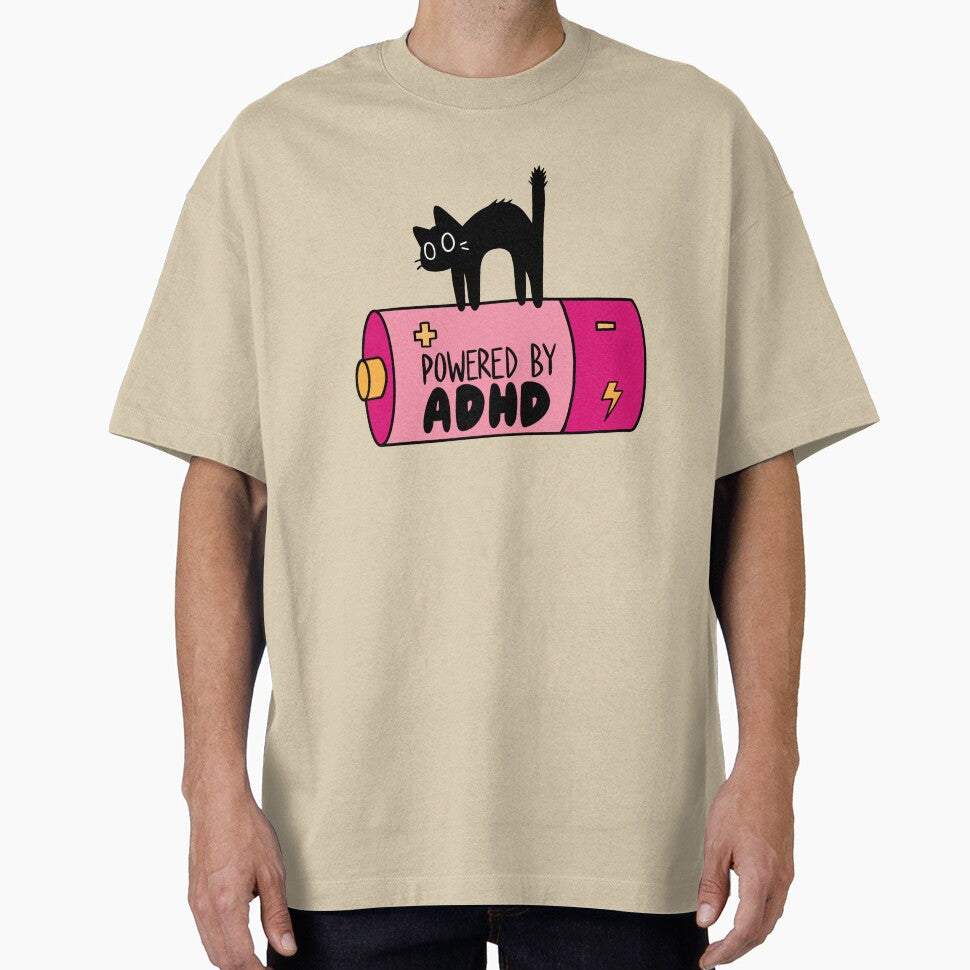 Powered By ADHD Cat Pink by ari-tistic