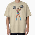 Retro Fitness Girl Lifting Weights Pop Art Style by JonelleTshirts