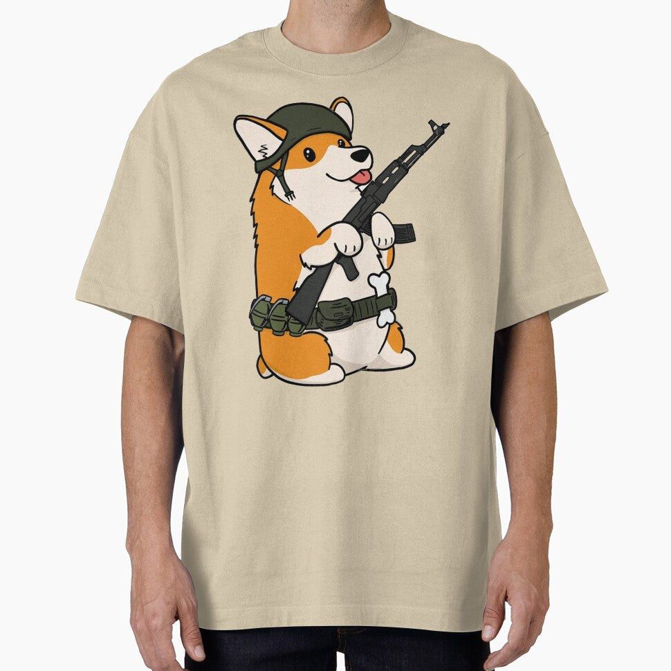cute soldier war corgi meme, cute soldier war corgi stickers, cute soldier war corgi shirt For Mom Dad Kids by yota habi