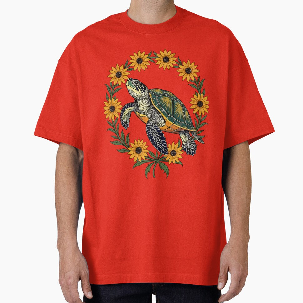 Malaclemys Terrapin And Black Eyed Susan Flowers by taiche