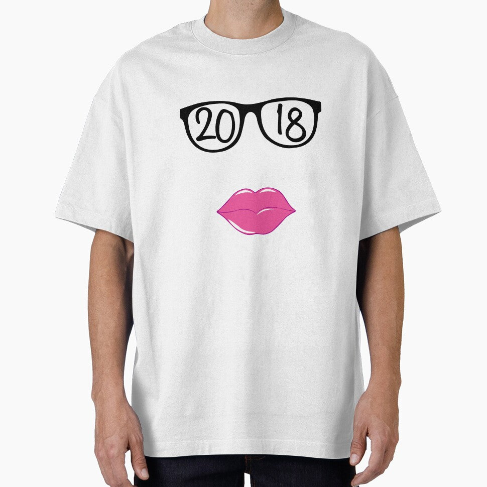 New Year 2018 | Eye-glasses Pink Lip T-Shirt by AllStarMerch