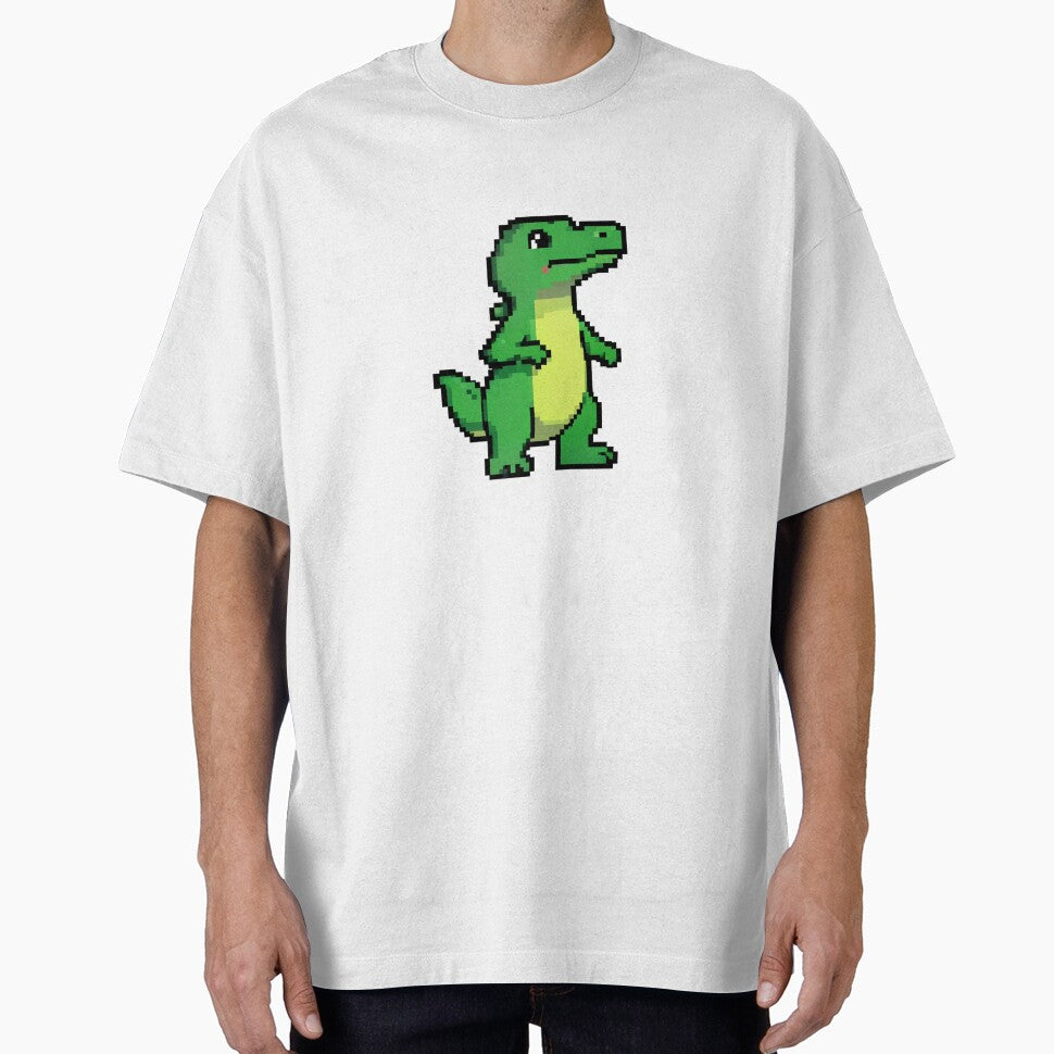 Retro Pixel Art Green Crocodile Standing by Bloomkept