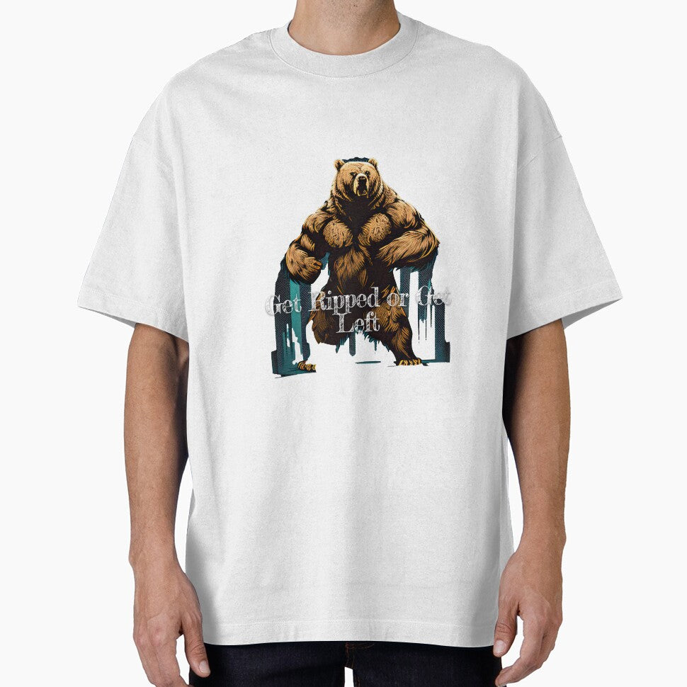 Get Ripped or Get Left Bodybuilding Fitness Gym Workout Exercise Merch Print  Design by tengamerx