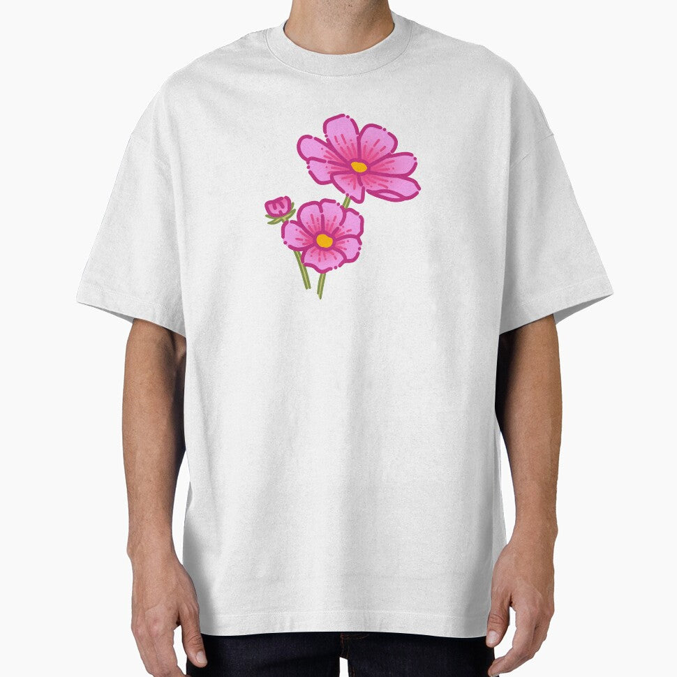 Pink Flowers Simple Drawing by AveryZi