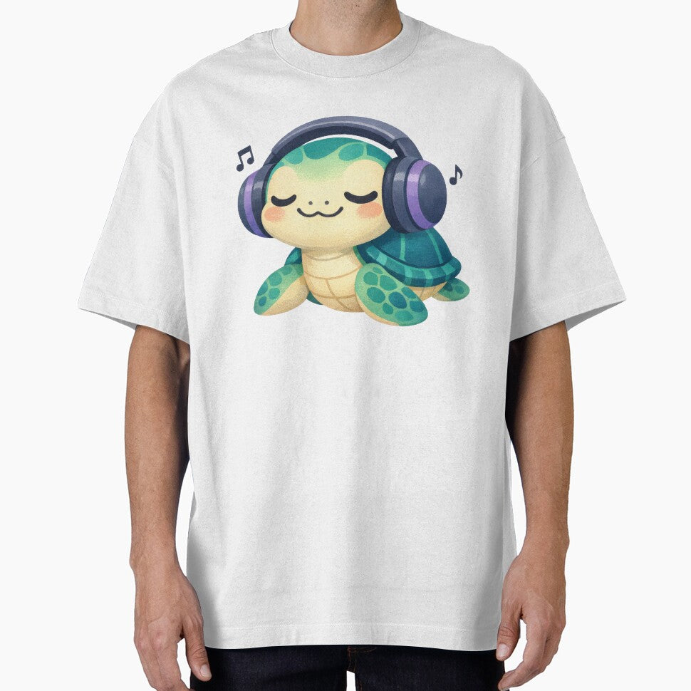 Music Lover Sea Turtle Wearing Oversized Headphones by zoughlal
