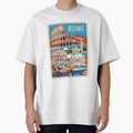 Rome Italy Vintage Travel Poster – Colosseum & Trevi Fountain by Mooncha36