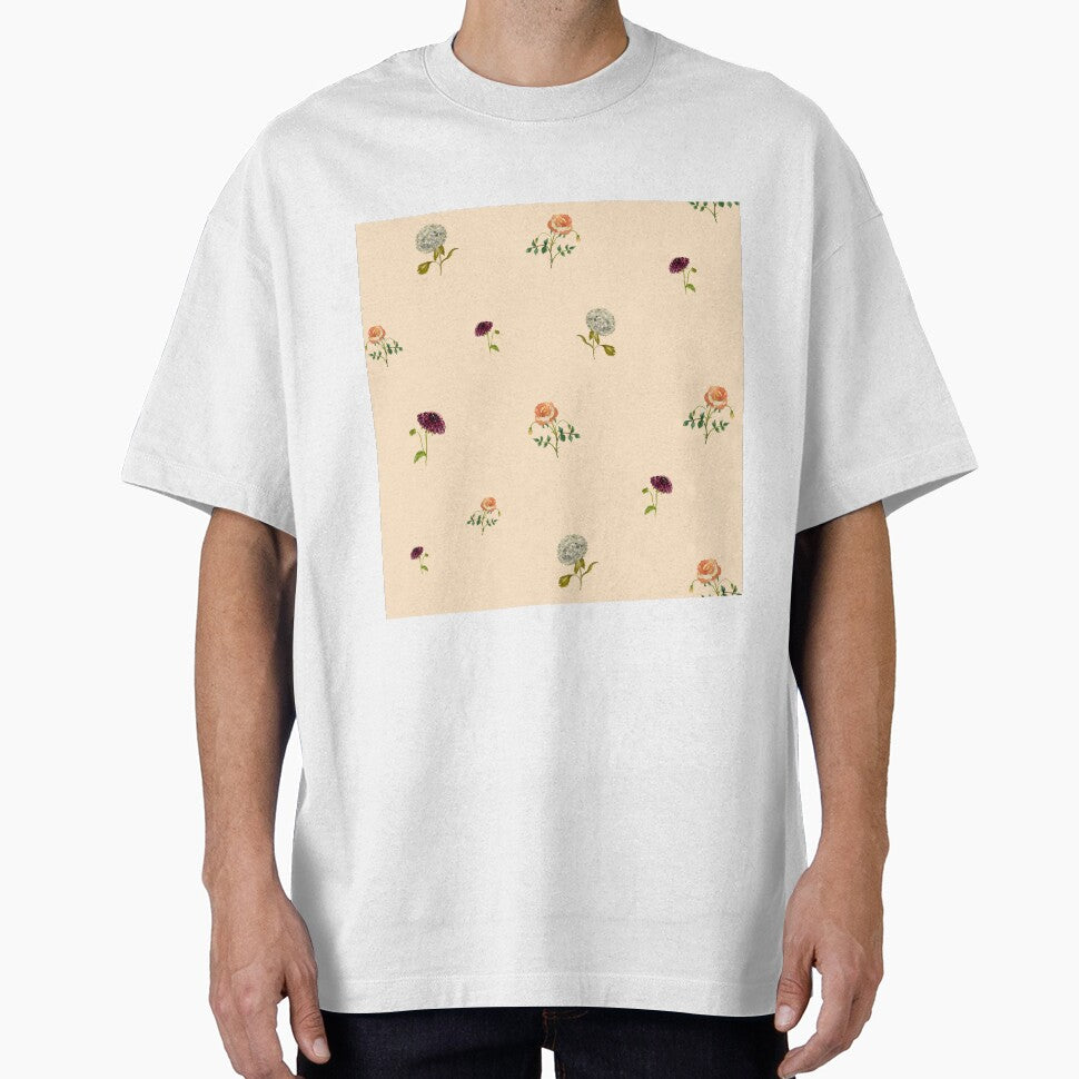 Dahlia hydrangea rose pattern cute a watercolor beige by Yana Mustafina | Boho Soulful Designs