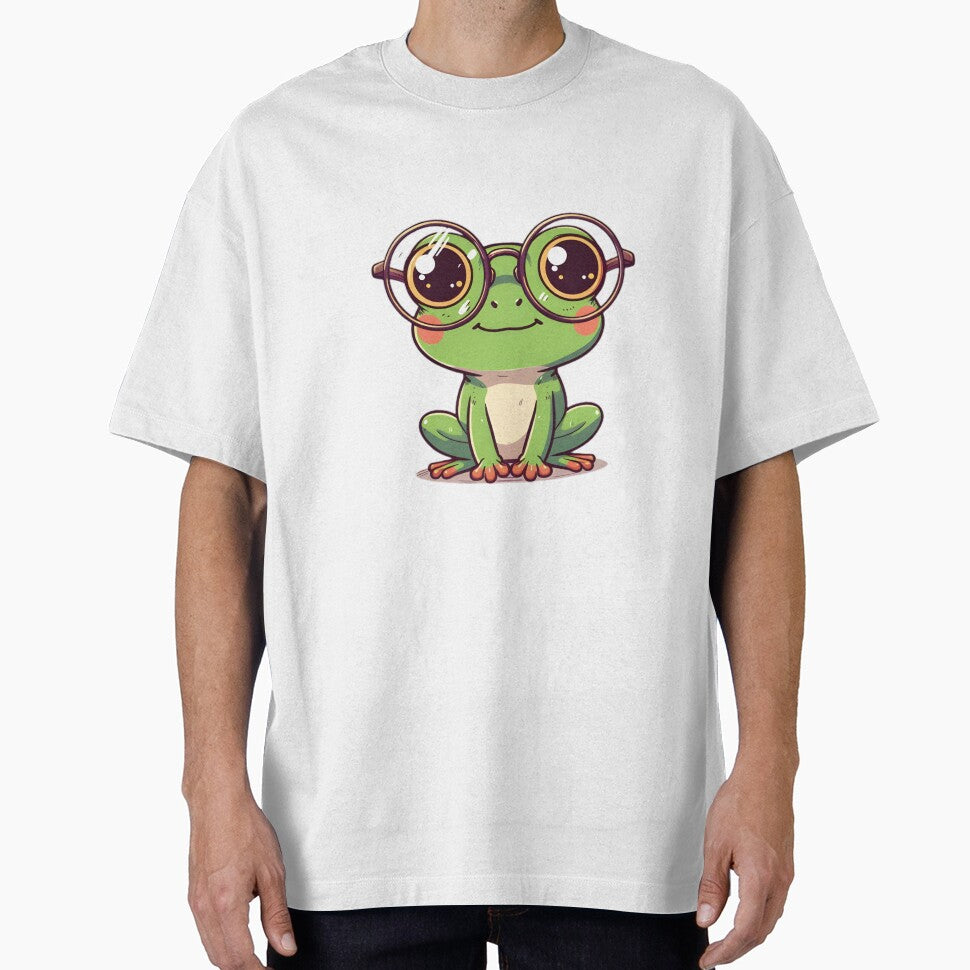 Adorable Green Frog Wearing Oversized Round Glasses by PholPol1959