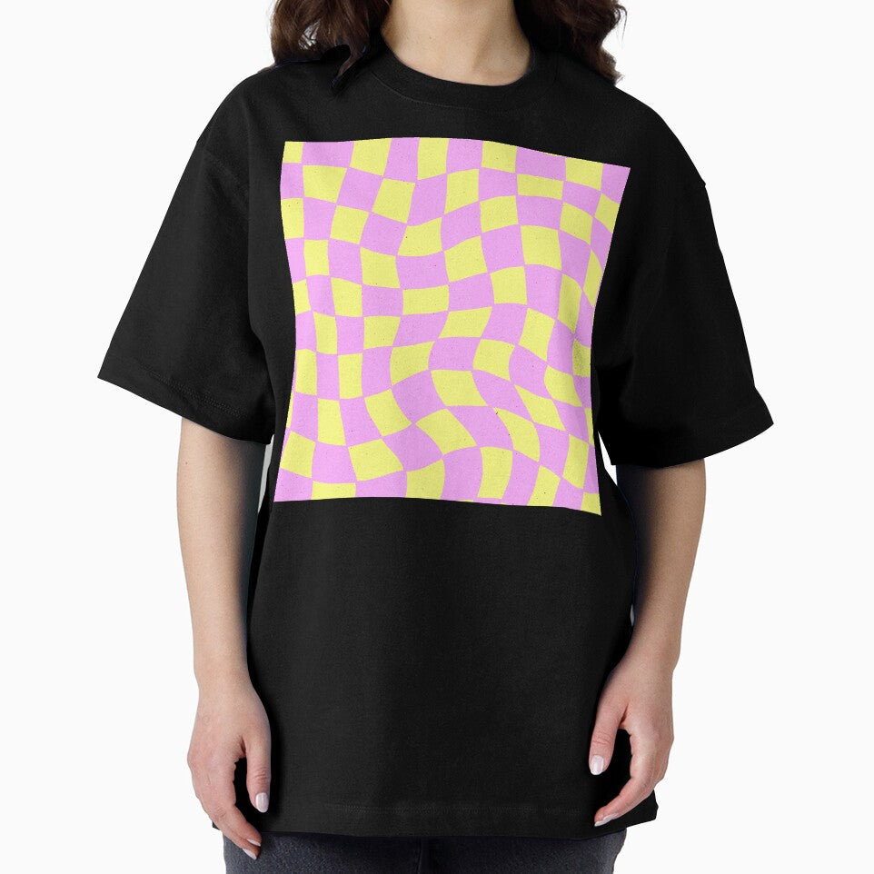 Y2K Pink Lipgloss And Yellow Wavy Checkered Pattern by DEC02