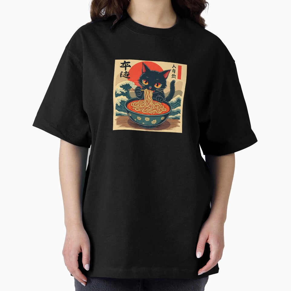 Anime Cat Ramen Japanese Funny Graphic Tees Kawaii Cat Anime by cawtoon