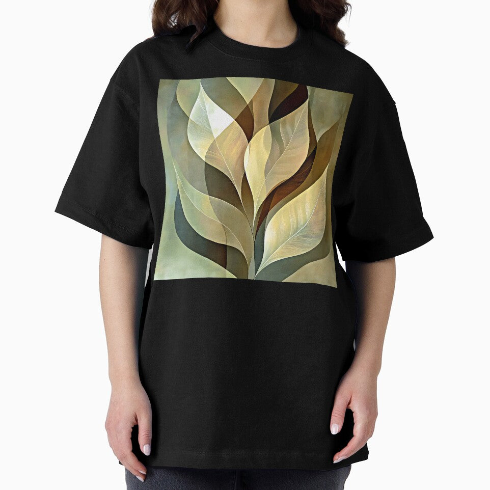 Elegant Boho Warm Earthtones Stylized Leaves Design Art by DEC02