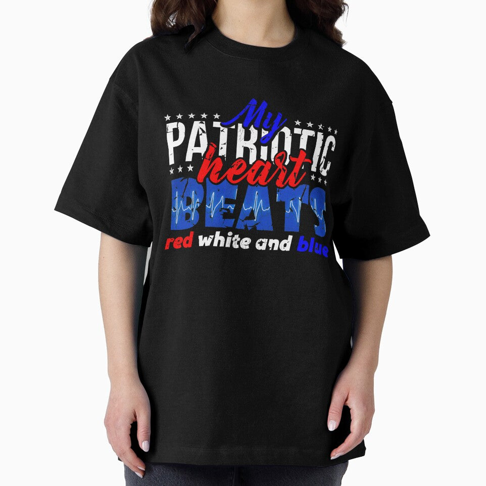 My Patriotic Heart Beats Red White and Blue T-Shirt by AllStarMerch