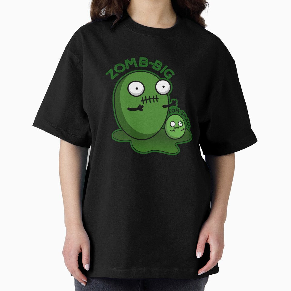 Zom-big Zom-small Funny Halloween Zombie Pun (Dark BG) by punnybone