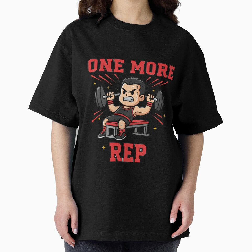 One More Rep Motivational Gym Cartoon Design | Fitness Workout Digital Illustration for T-Shirts & POD by CozyPops