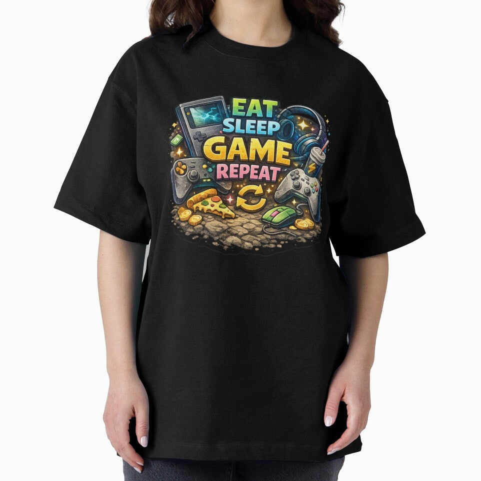 Eat Sleep Game Repeat – Colorful Gamer Lifestyle Gaming Design by Ana Gómez