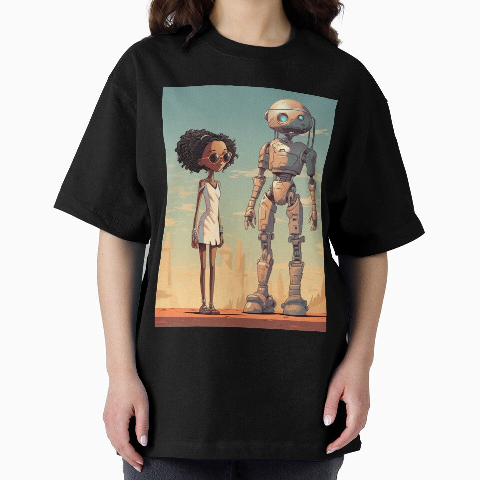 Afrofuturist Girl With Robot Companion by RTFaulkner
