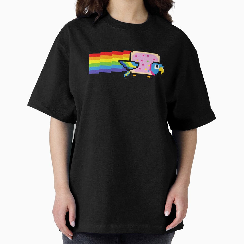 Pixel Rainbow Flying Bird Pixel Art Retro Style by JEFDodsonArt