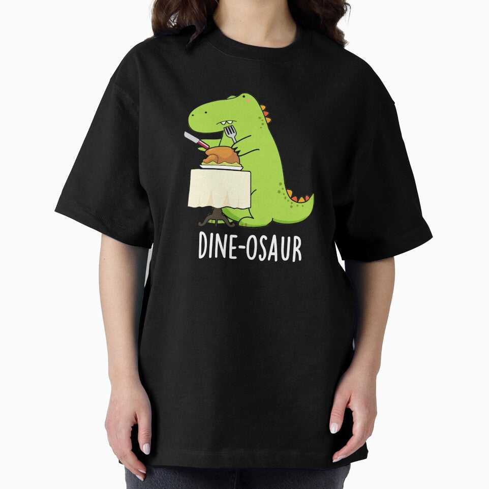 Dine-osaur Funny Dinosaur Pun (Dark BG) by punnybone