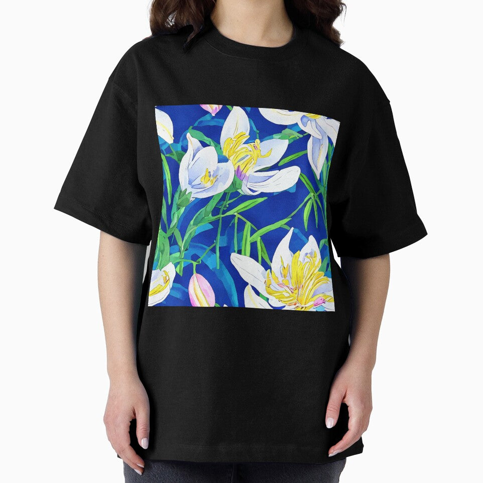 Large scale crocuses on blue by SophieClimaArt