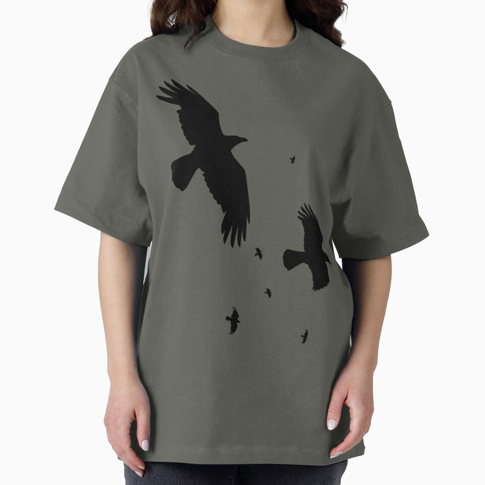 Crows or Ravens In Flight Minimalist Silhouette by taiche