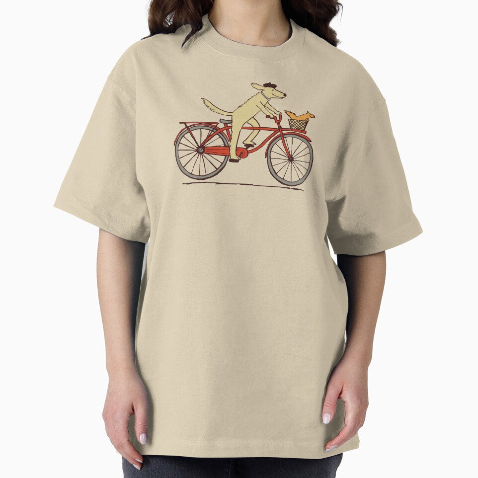 Dog and Squirrel are Friends | Whimsical Animal Art | Dog Riding a Bicycle by Jenn Inashvili
