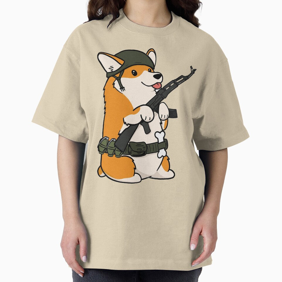 cute soldier war corgi meme, cute soldier war corgi stickers, cute soldier war corgi shirt For Mom Dad Kids by yota habi